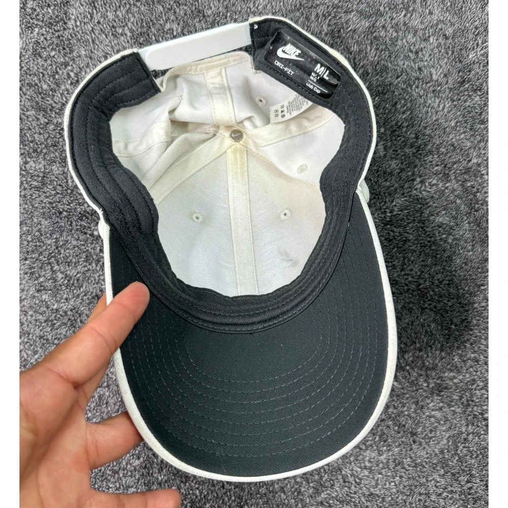 Nike Dri-FIT Club Cap Sail White Black Swoosh Adjustable Hat FV5563-100 M/L